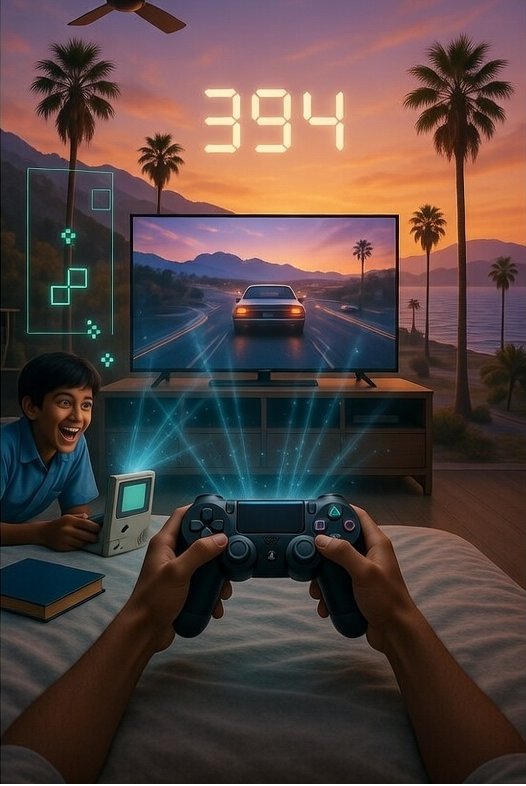 Gaming setup with neon lights